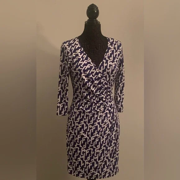 white christmas dresses Twilight Blue & White Wrap Dress